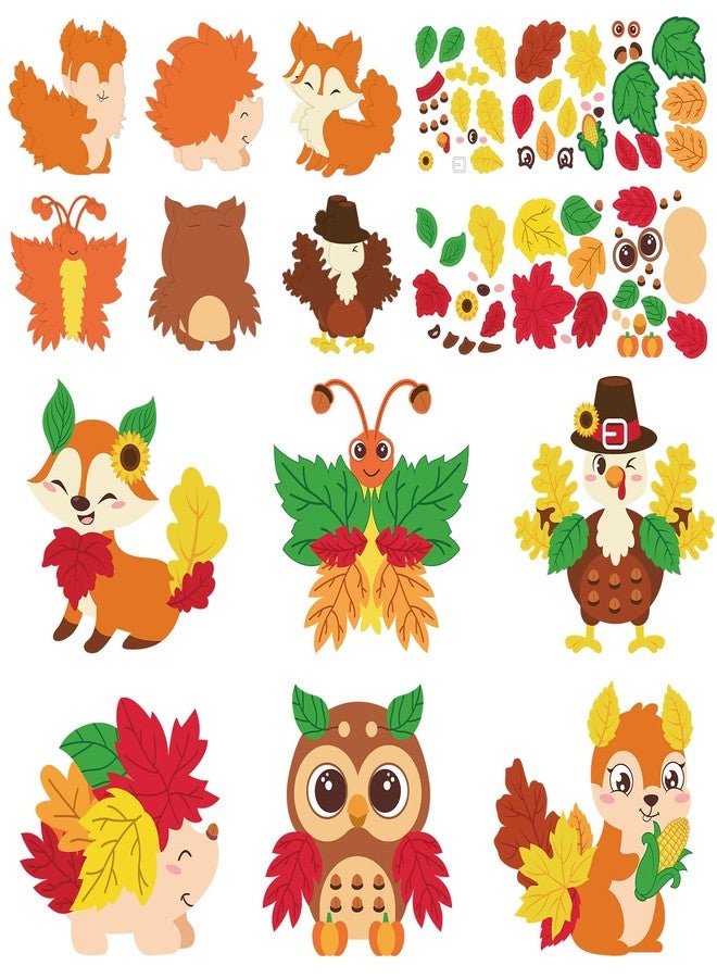 STEFORD 12 Pack Fall Craft Kits for Kids, DIY Maple Leave Sticker Crafts Owl Turkey Art Craft for Toddlers Ages 4-8 Adults Autumn Home Classroom Activities Game Party Favors Decoration - Image 1